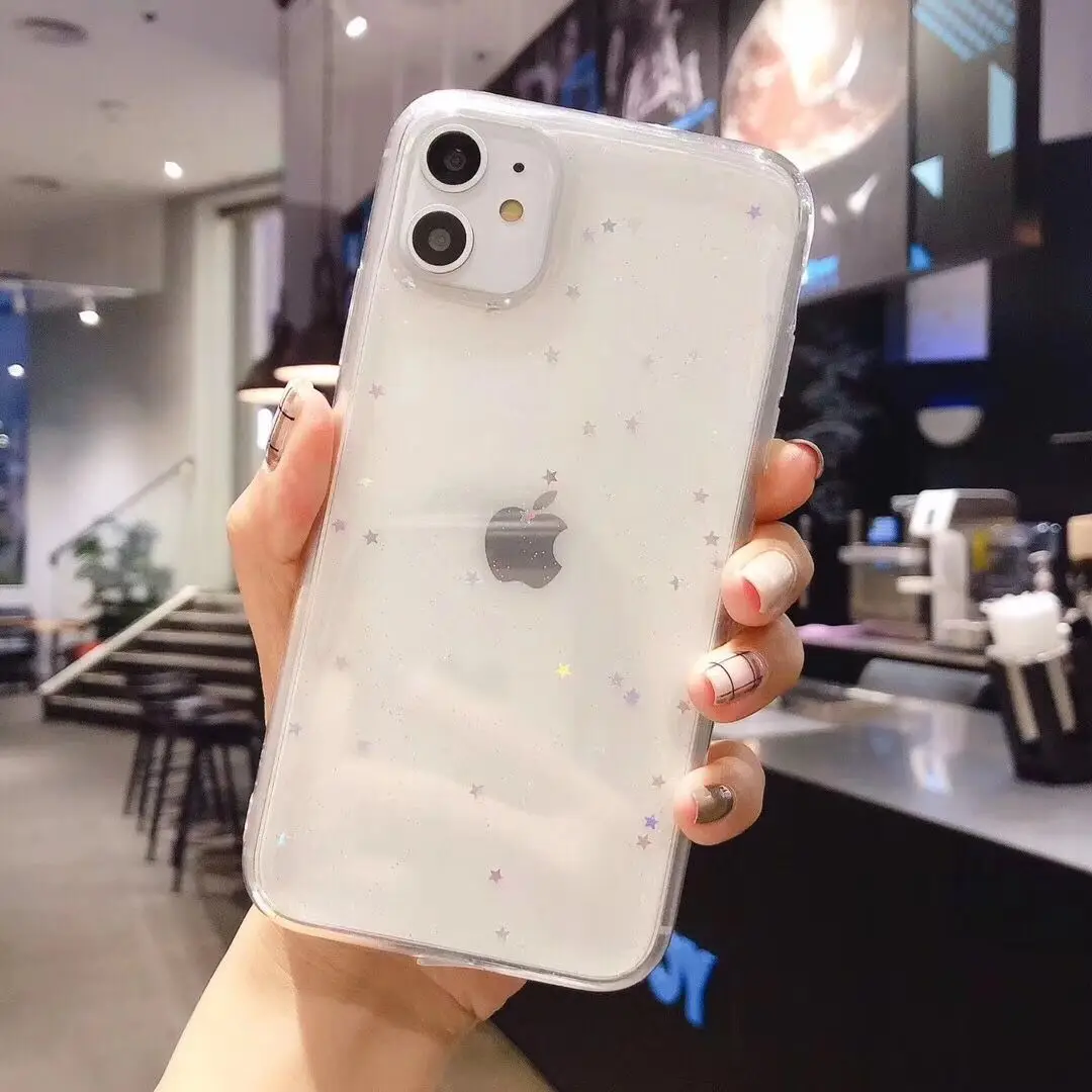 Прозрачный Мягкий ТПУ чехол для телефона LOVECOM для iPhone 11 Pro Max XR XS Max 6 6S 7 8 Plus блестящая задняя крышка