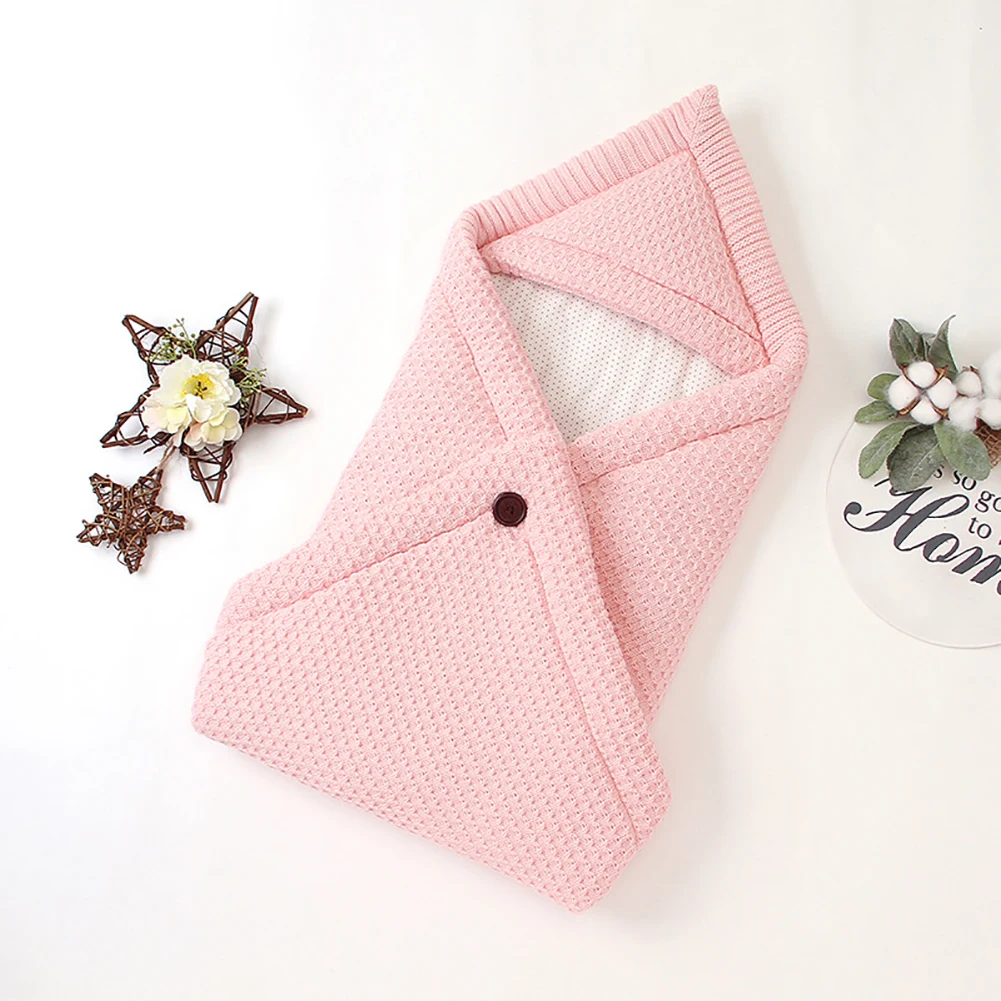 С кнопкой анти Kick Вязание Твердые форма конверта мягкий спальный мешок для малышей новорожденных обёрточная бумага одеяло младенческой теплый удобный