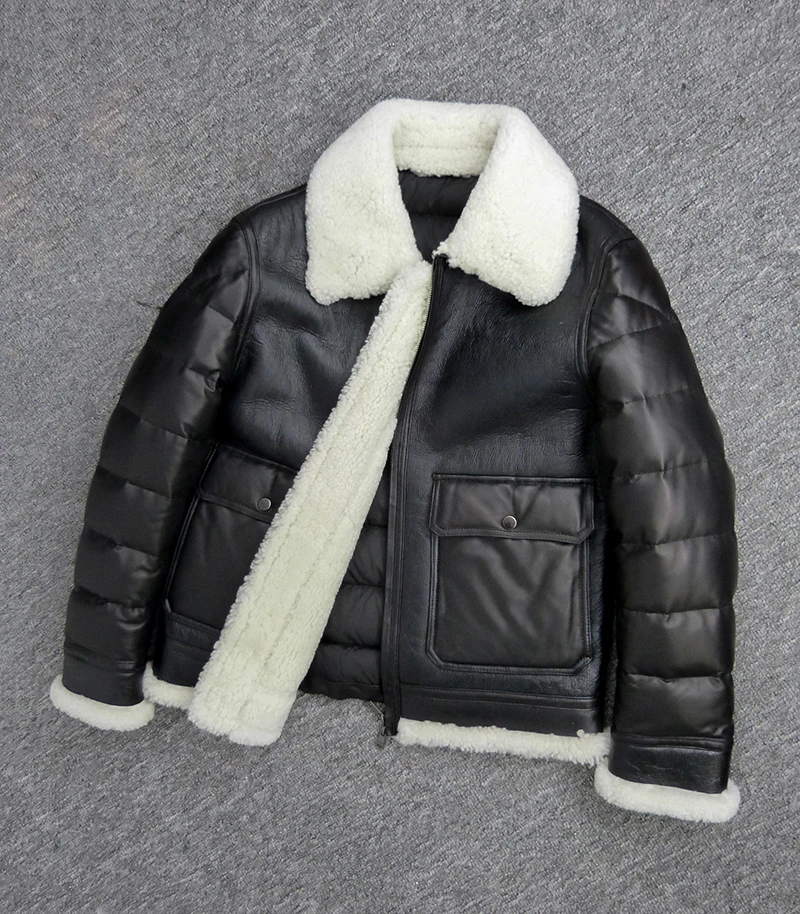 Новинка, зимняя модная мужская пуховая куртка из натуральной овчины, Мужская теплая Толстая куртка черного цвета размера плюс, xxxl, 2xl, 3xl