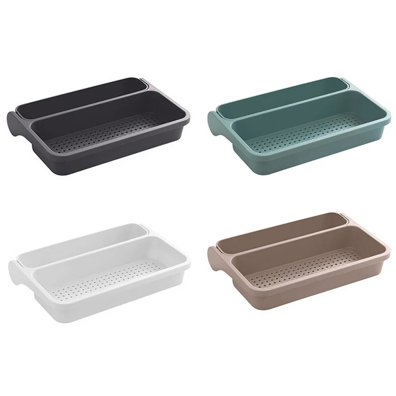 Portable Folding Kitchen Organizer Dish Vegetables Drain Rack Tray Drainer Drying Rack Sink Basket Sponge Holder Home Storage