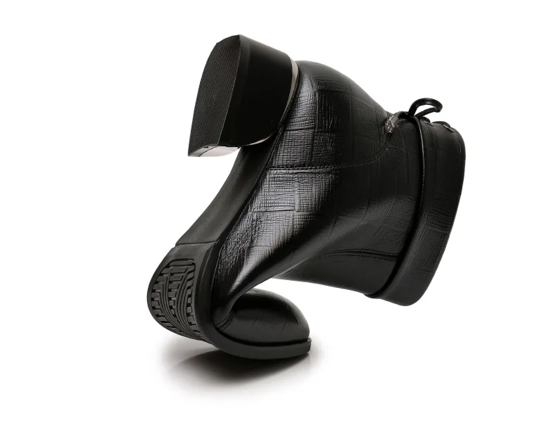 GKTINOO New Ankle Boots Women Pointed Toe Thick Heels Genuine Leather Shoes Short Boots Soft Sole Footwear Plus Size 35-43