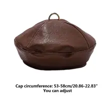 Britich стиль ретро для женщин и девочек из искусственной кожи берет кепки сплошной цвет металлическое кольцо Топ Регулируемая Повседневная Классическая художница восьмиугольная кепка