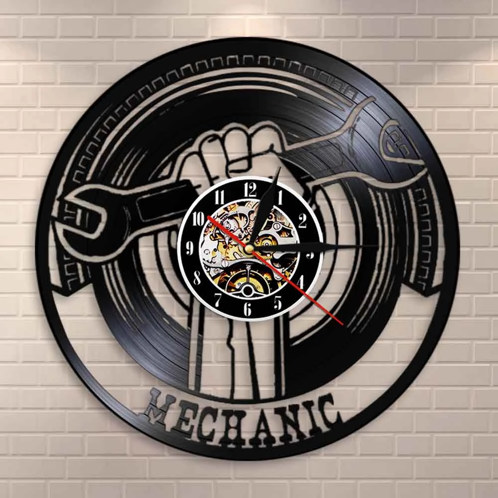Garage Decorative Vinyl Record Wall Clock Modern Mechanic Tools Car Service Wall Decor Wrench Wall Clock Gift For Repairman Wall Clocks Aliexpress