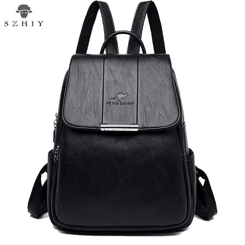 

New PU leather backpacks women high quality high capacity shoulder bag lady travel backpack school bags for teenage girls SZHIY