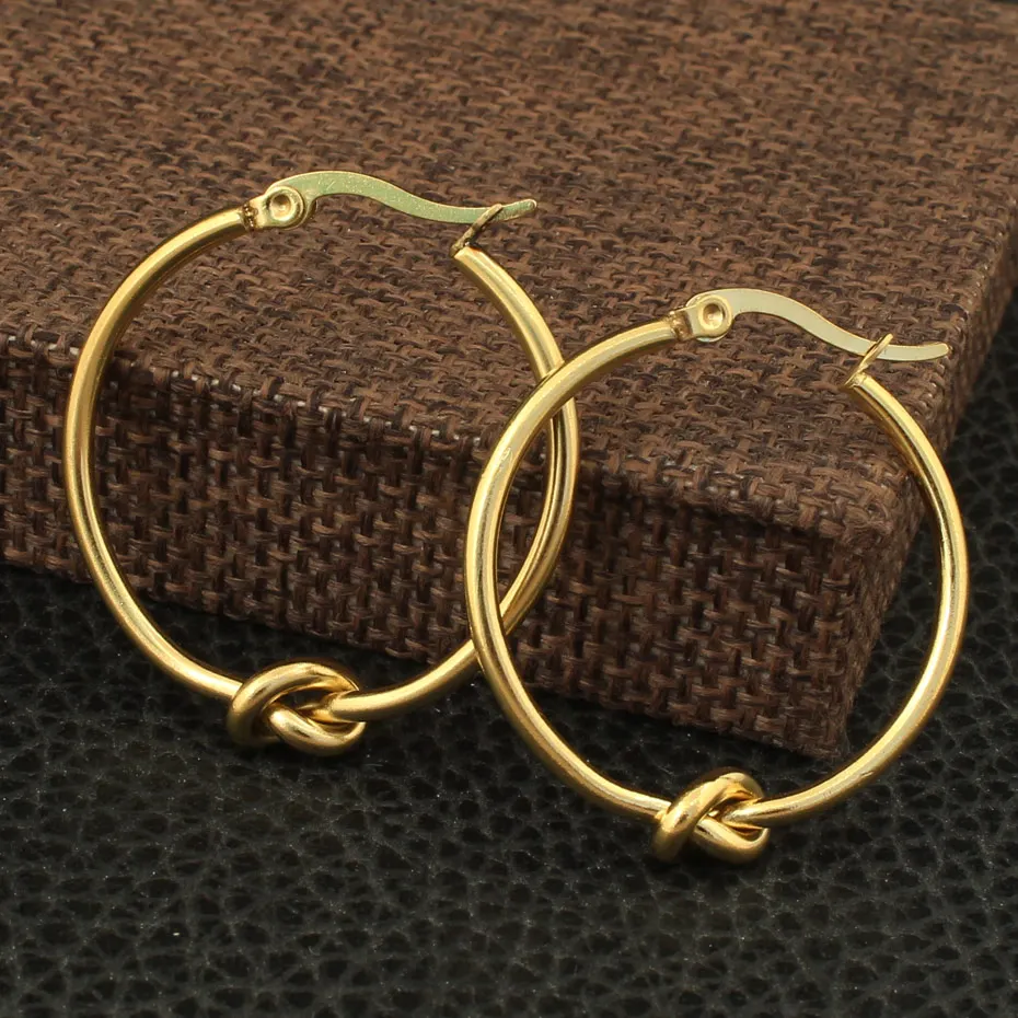 Новейший золотой цвет модные ювелирные изделия из нержавеющей стали простые 25 мм серьги-кольца для женщин и девушек EBJZAJBB