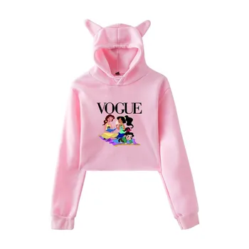 

Funny Girls Vogue Pink Hoodie 2020 Hip Hop Women Streetwear Female Clothes Sweatshirts Pullovers Harajuku Cat Ears Navel Hoodies