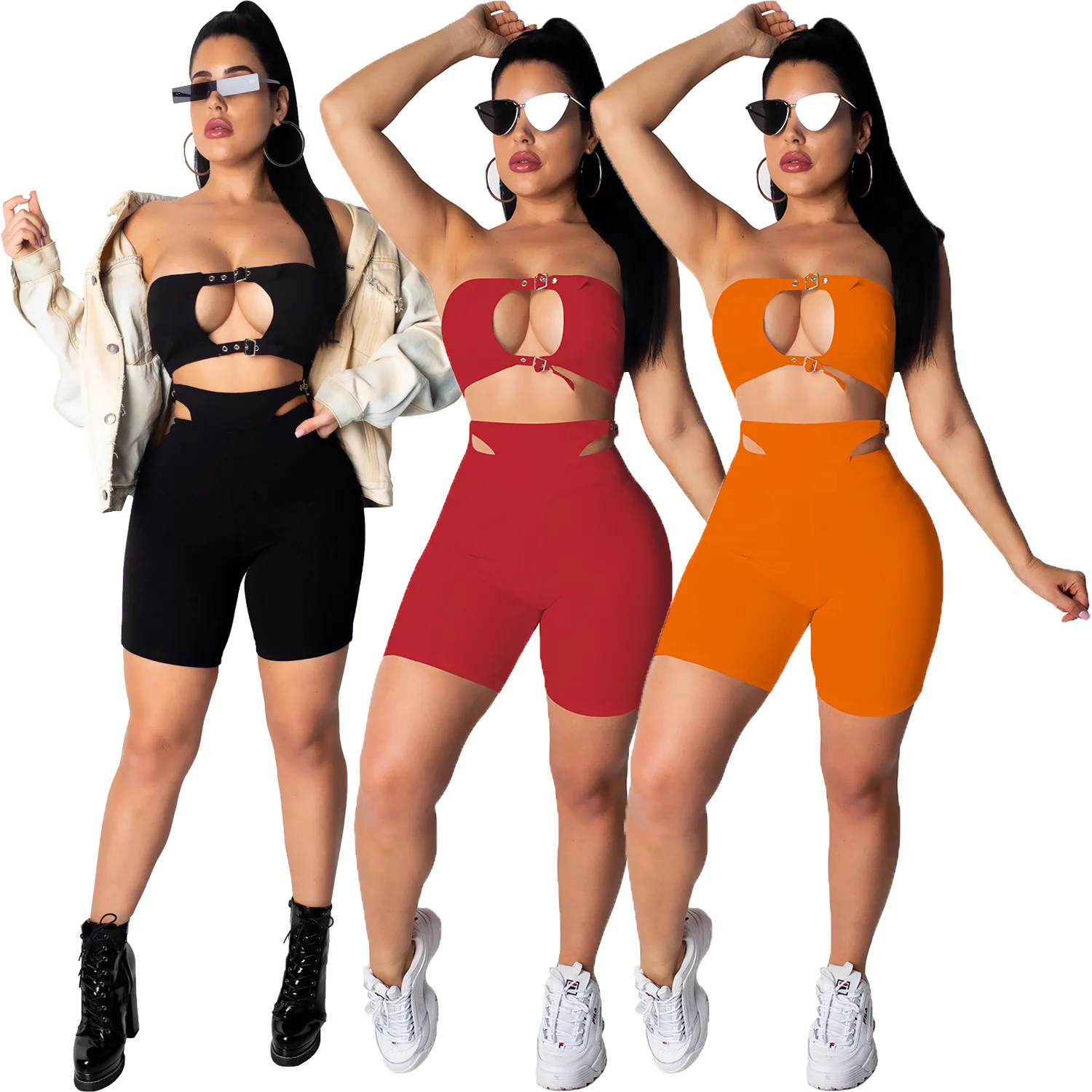 Vetement Femme 2021 Three Color Two Piece Suit Tracksuit Women Suit Female Shorts Sets Conjunto Moletom Feminino Pant Suits my hero academia hoodie sweatpants cosplay anime clothes hat three piece solid casual pants sportswear tracksuit 2021 outfits