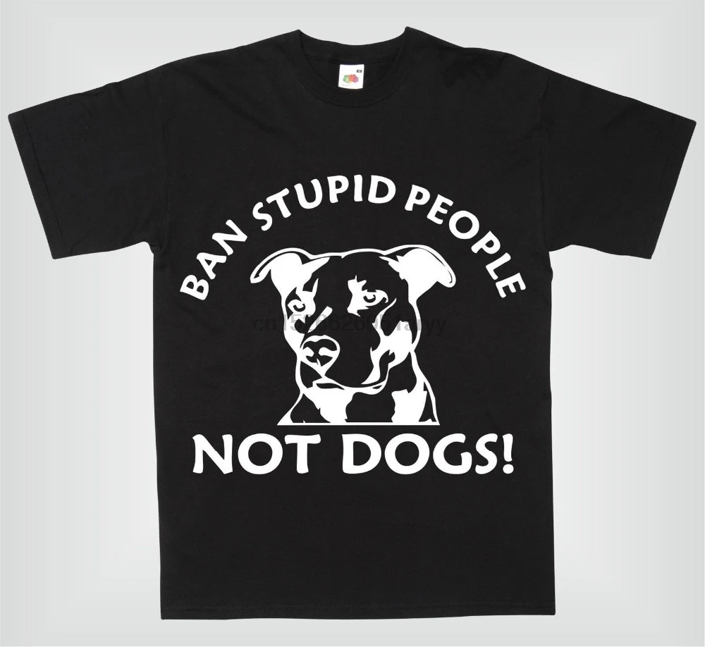 2019 Летний стиль 100% хлопок BAN STUPID PEOPLE NOT DOGS потрясающая забавная Мужская футболка |