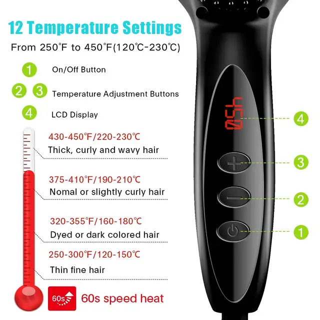 Hair Straightening Brush Professional Hot Combs Anti-scalding Hair Straightener Brush Beard Straightener Hair Electric Straighte 4
