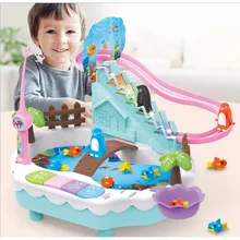 Фирменная Новинка электрические магнитные игрушки для рыбалки для детей возрастом от 3 до 6 лет с изображением пингвина поднимающийся по лестнице музыкальным светом интерактивная игра развивающие игрушки