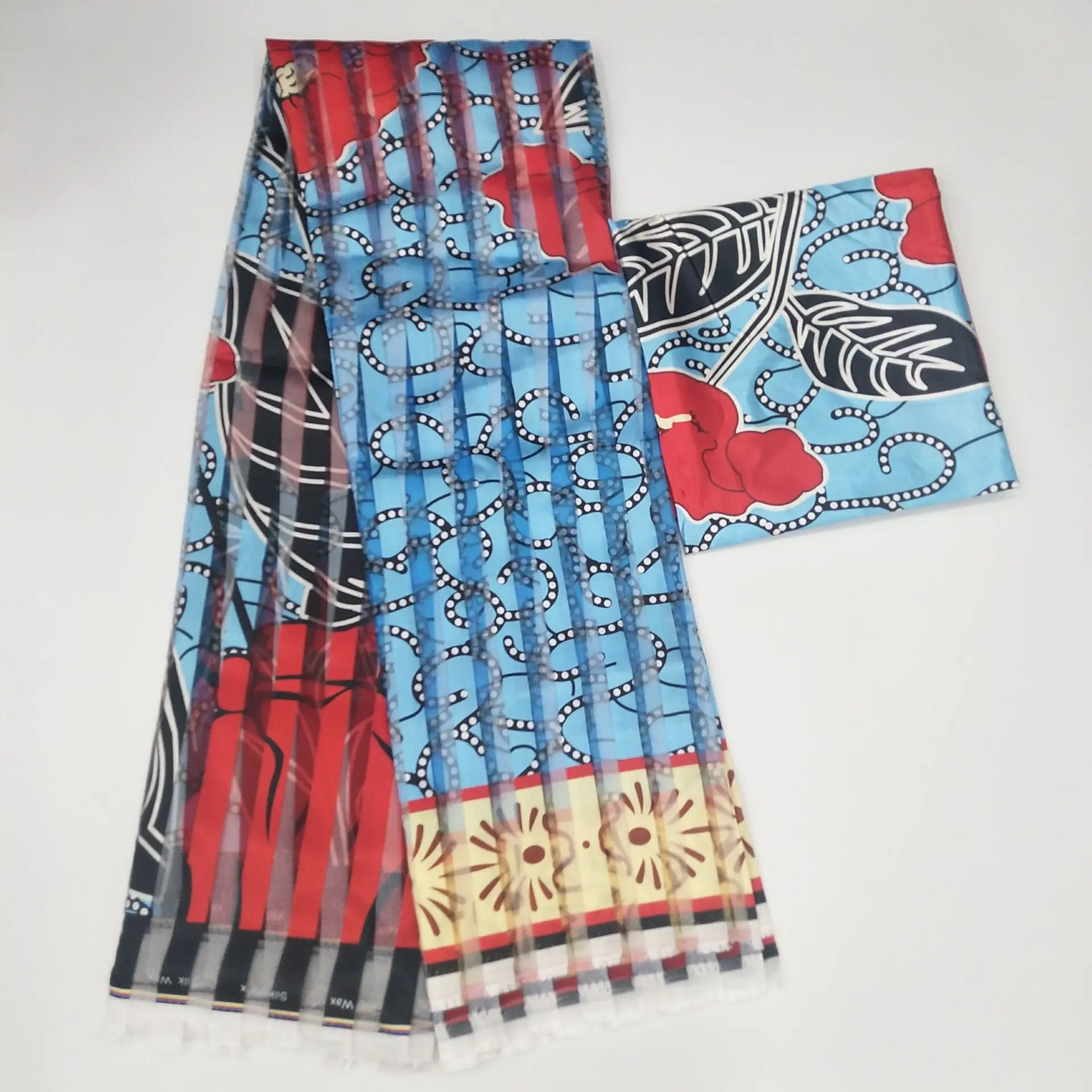 Горячая Распродажа Gahna стильная атласная шелковая ткань с лентой из органзы в африканском стиле! J52602 - Цвет: Красный