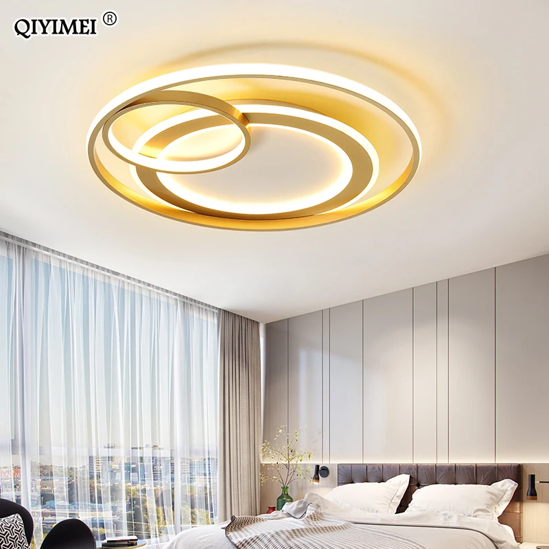  Gold LED Chandeliers For Living Bedroom Dining Kitchen Study Room Round Frame Lamps Dimmable With R - 4000262001714