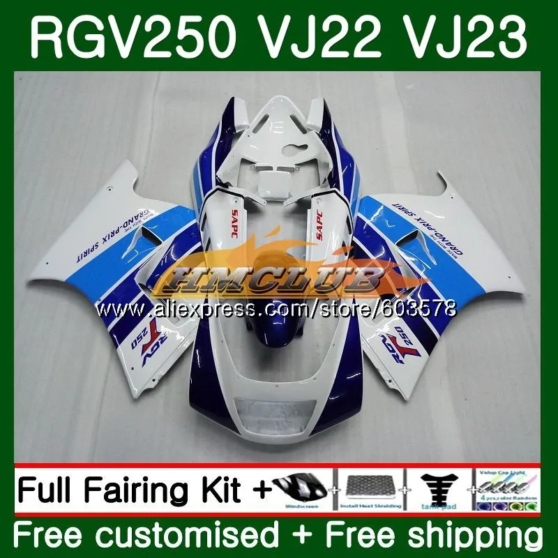 Корпус для SUZUKI SAPC VJ22 RGV 250 94 95 96 97 98 белого и синего цвета 18CL. 15 RGV-250 VJ23 RGV250 1988 1994 1995 1996 1997 1998 обтекатель