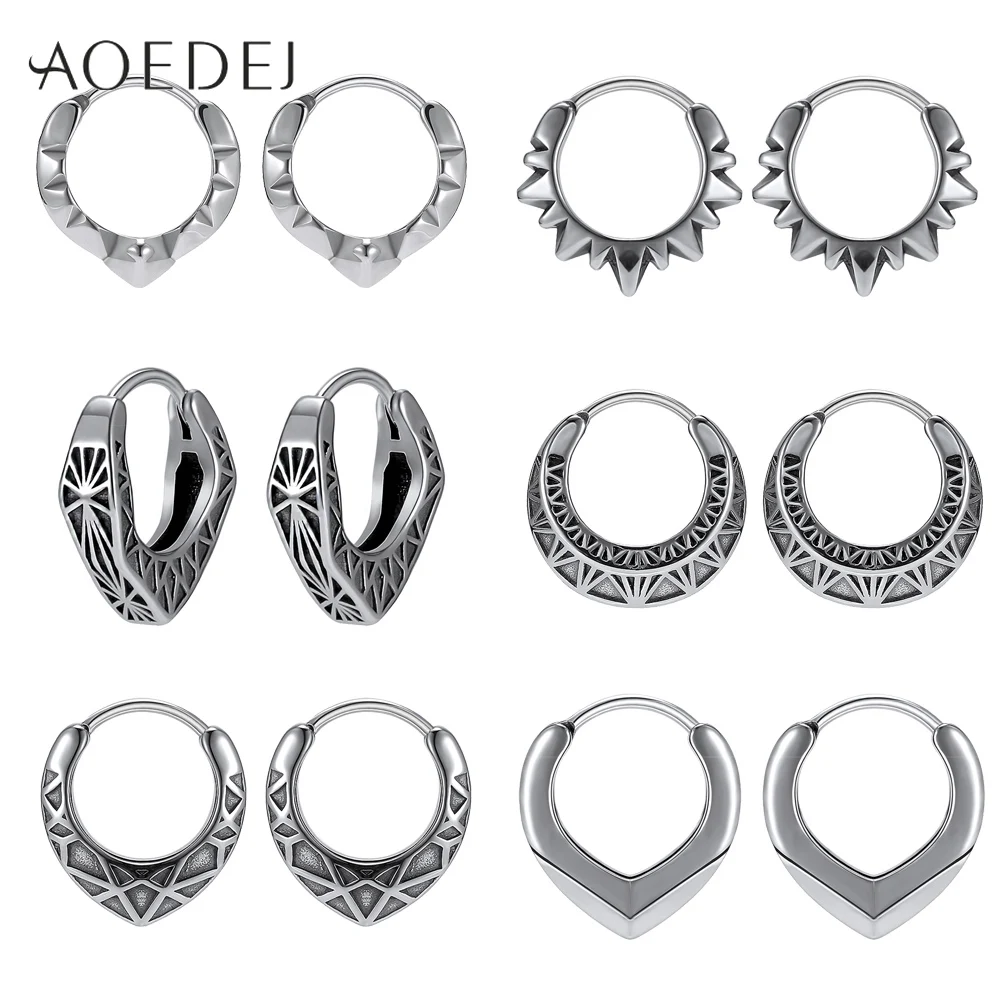 Серьги-кольца AOEDEJ из нержавеющей стали 316L панк-рок круглые серьги для мужчин