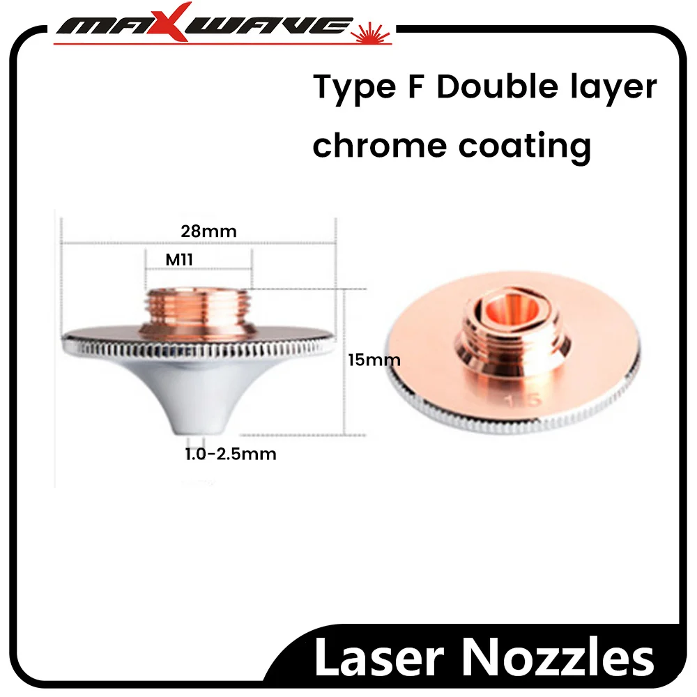 

High quality Laser Nozzles Diameter 28mm M11 Chrome coating Nozzles 1.0~2.5mm single Double Layer Cutting Nozzles