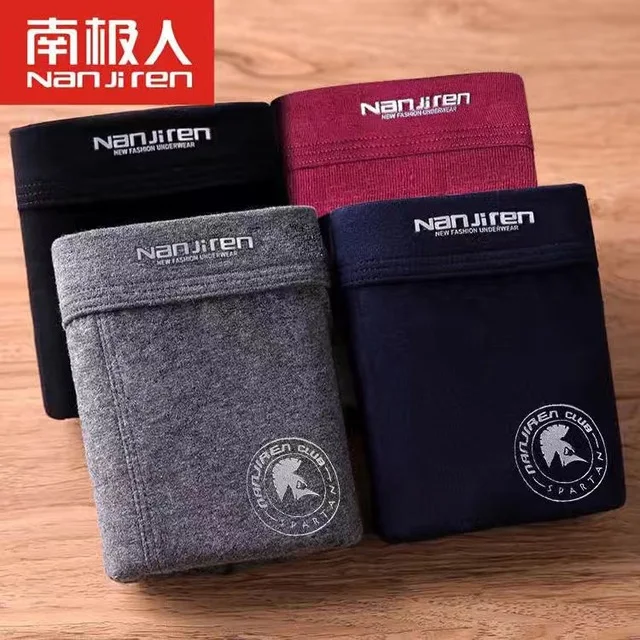 4PCS/Lot Men Underwear Cotton Boxers Panties Comfortable Sexy Solid Cuecas Trunks Mens Underpants Shorts Sexy Solid Male Panties Auburn