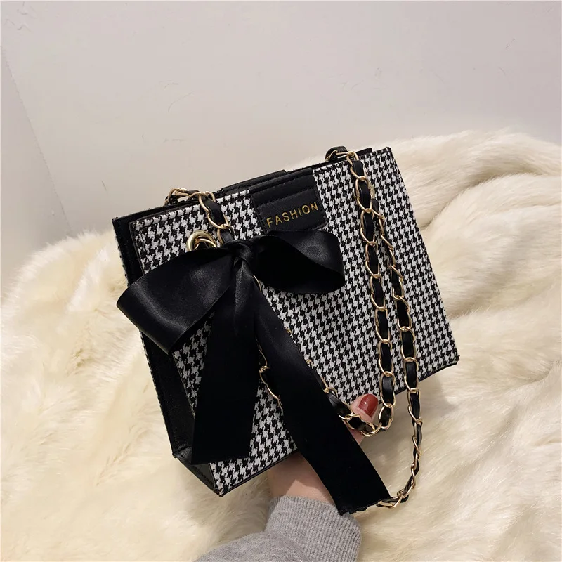 

New 2021 Fashion Women Houndstooth Handbag Shoulder Bag Luxury Ladies Casual Travel Shopping Crossbody Bags Messenger Bag