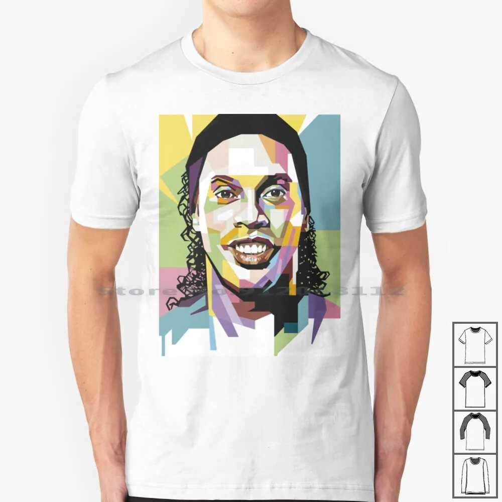 Ronaldinho Pop Art T Shirt 100% Cotton Ronaldinho Football Soccer Futebol Brasil Brazil Legend Ronaldo Pelé Sport Germain