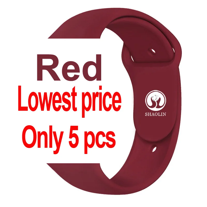Red-Only 5 pcs Ремешок для Apple Watch 38 мм 42 мм iWatch 4 ремешок 44 мм 40 мм спортивный силиконовый ремень браслет correa Apple watch 4 3 2 1 Аксессуары - Цвет: Red-Only 5 pcs