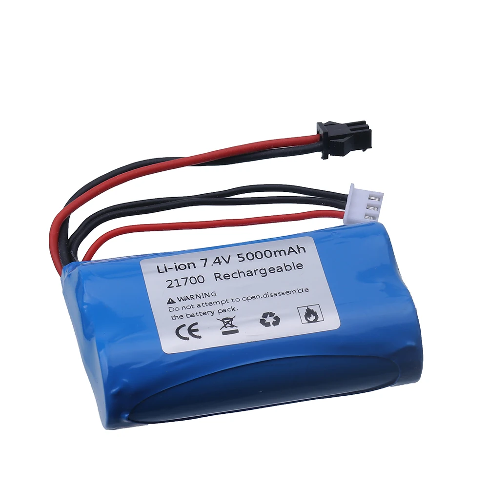 Batteria Agli Ioni Di Litio Da 7.4 V 5000Mah Per Wpl Mn99S D90 U12A S033G Q1 H101 Rc Barche Auto Serbatoi Droni Parti Batteria 2S 7.4 V 21700