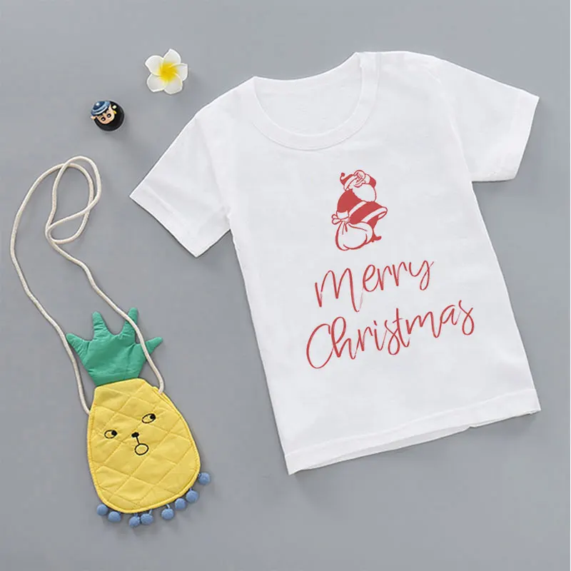 Новинка года, футболка для девочек Рождественская рубашка с изображением Санта-Клауса на год модная детская футболка в Корейском стиле для маленьких мальчиков Милая одежда для отдыха - Цвет: 2774