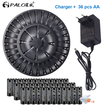 

PALO LED Battery Charger Charging AA AAA 1.2V nimh nicd battery rechargeable with 36pcs 1.2v aa nimh rechargeable batterias