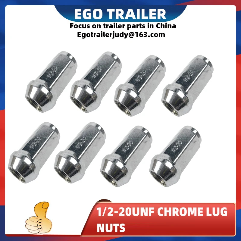 

EgoTrailer 8 шт. x 1/2 дюймовые хромированные гайки UNF для автомобиля, прицепа, внедорожника, прицепа 4WD