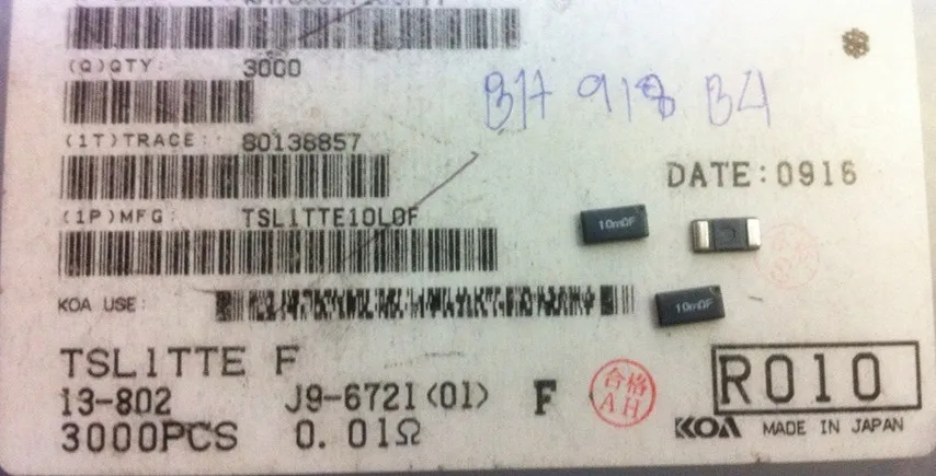 20pcs/lot SMD resistor 2512 0.01R 10MRF 1% 180PPM TSL1T 10L0F sampling power 100% New and Original | Электроника