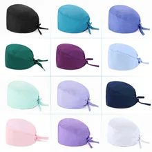 

New Unisex Solide Color Scrub Nurse Hat Adjustable Beauty Salon Care Cap Laboratory Pet Shop Nurse Doctor Working Caps