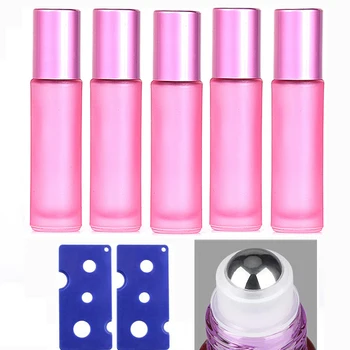 

10ml 5Pcs Refillable Bottle Essential Oil Perfume Bottle Empty Roll On Bottle Glass Containers With Stainless Steel Balls