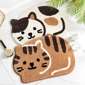 

Shower Rug Water Absorbent Soft Mat for Bathroom, Adorable Cat Design Bath Mat Door Mat Dry Carpet 18Inch x 26Inch