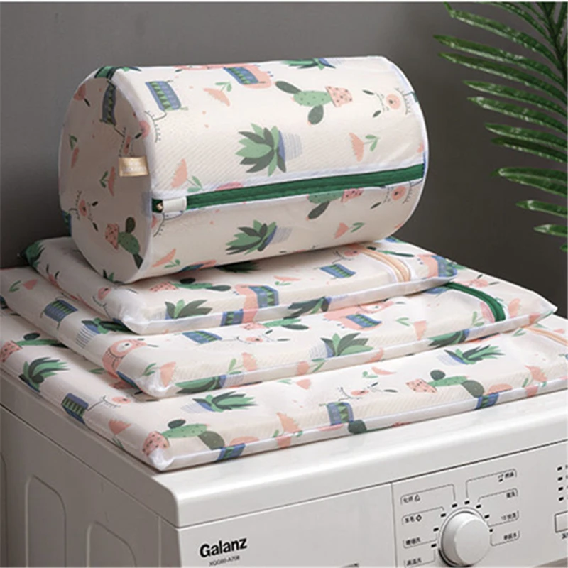 1 PC Cartoon Printing Pattern Household Laundry Net Bag Large Foldable Zippered Mesh Wash Bags Machine Wash Protection Net Bag 3