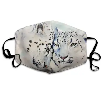 

Leopard Cat Watercolor Art Washable Reusable Mask, Cotton Anti Dust Half Face Mouth Mask For Kids Teens Men Women With