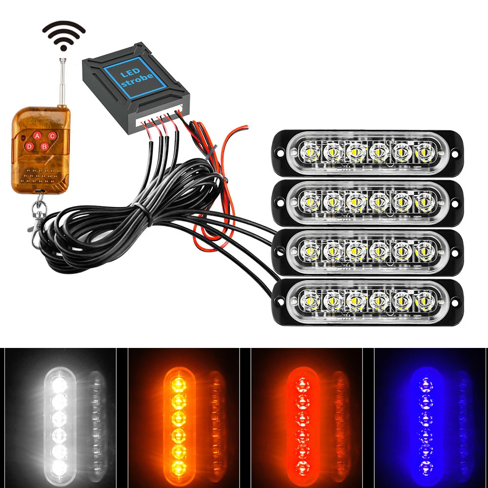 

4 in 1 24LED Car Strobe Truck Strobe Light Amber Lights Stroboscopes Strobe Light Help Flash Light Car LED 12V Trailer Lights