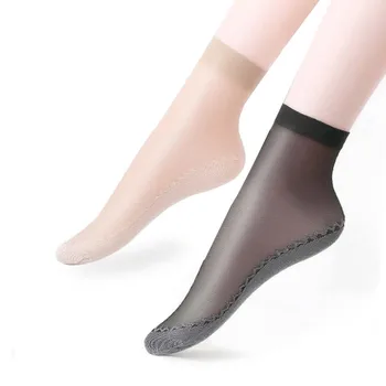 

10 Pairs Lot New Velvet Silk Womens Socks Cotton Bottom Soft Non Slip Sole Massage Wicking Slip-resistant Autumn Sock