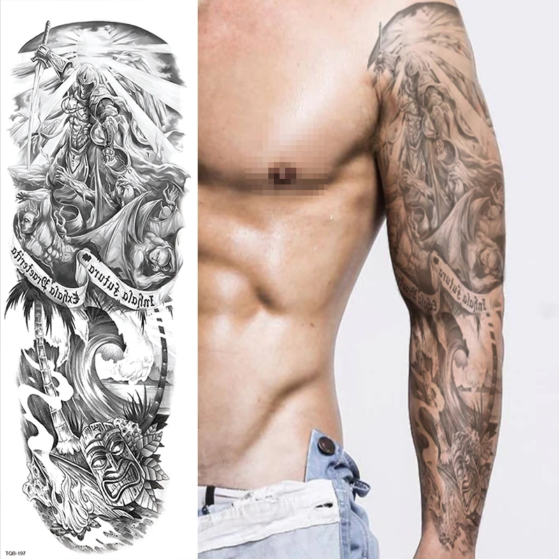 Polynesian Temporary Tattoo Sleeve Tribal Arm Waterproof Transfers Halloween Men tattoo sticker temporary tattoos