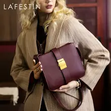 LAFESTIN, новинка, Ретро стиль, широкий плечевой ремень, женская сумка, роскошная кожаная сумка, модная сумка через плечо