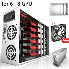 Crypto Coin Open Air Mining Frame Rig Graphics Case For 6-8 GPU ETH BTC + 5 Fans