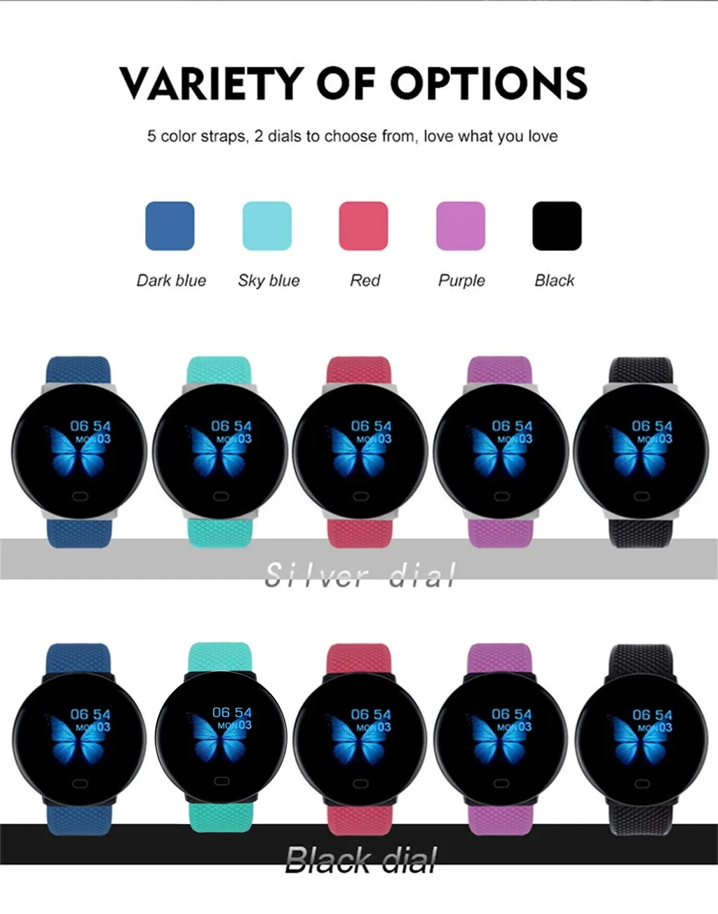 D19 Smart Watch Women Men Smartwatch Quality IP65 Waterproof Blood Pressure Heart Rate FitnessTracker sports Smartwatch  20J24