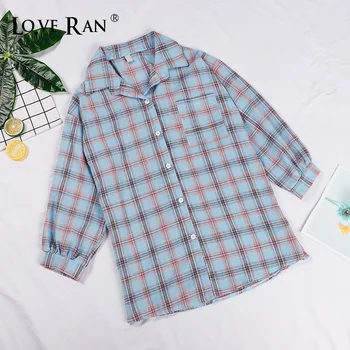 

Women's Plaid Batwing Sleeve Shirts Pockets Button Turndown Collar Female Shirt Spring Autumn Ladies Casual Tops Plus Size 2XL