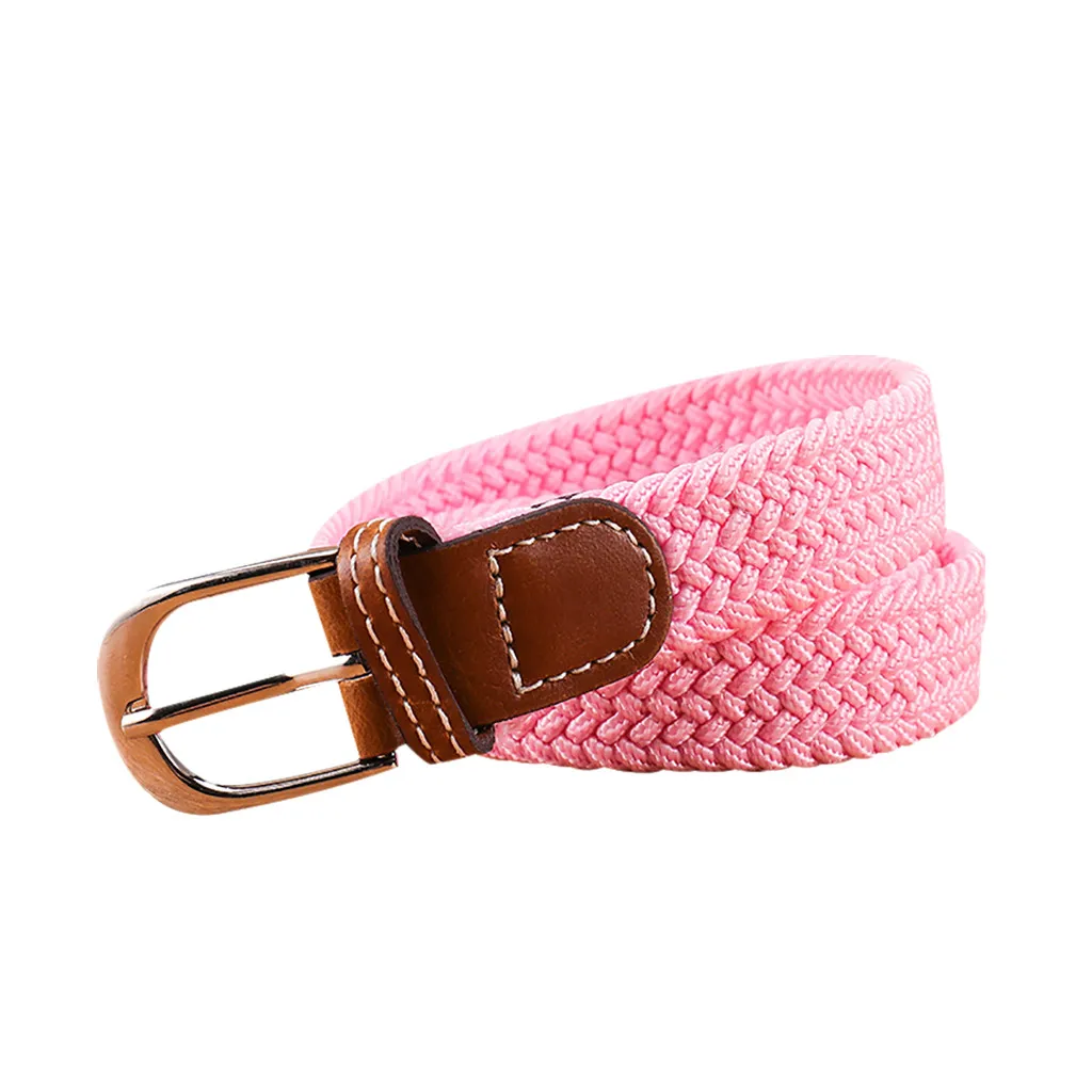 Розовый Мужской ремень из парусины cinturones para hombre модный однотонный женский кожаный пояс с жемчугом для джинсов ремень GG ремни для брюк - Цвет: Розовый