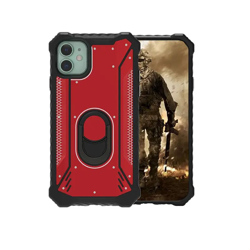 Red Противоударный защитный чехол для Iphone X, Xr, Xs, 11 Pro, Max, кольцо на палец, чехол для Iphone 7, 8 Plus, 9 цветов, Pc, силиконовый, металлический, 3 в 1 - Цвет: Red