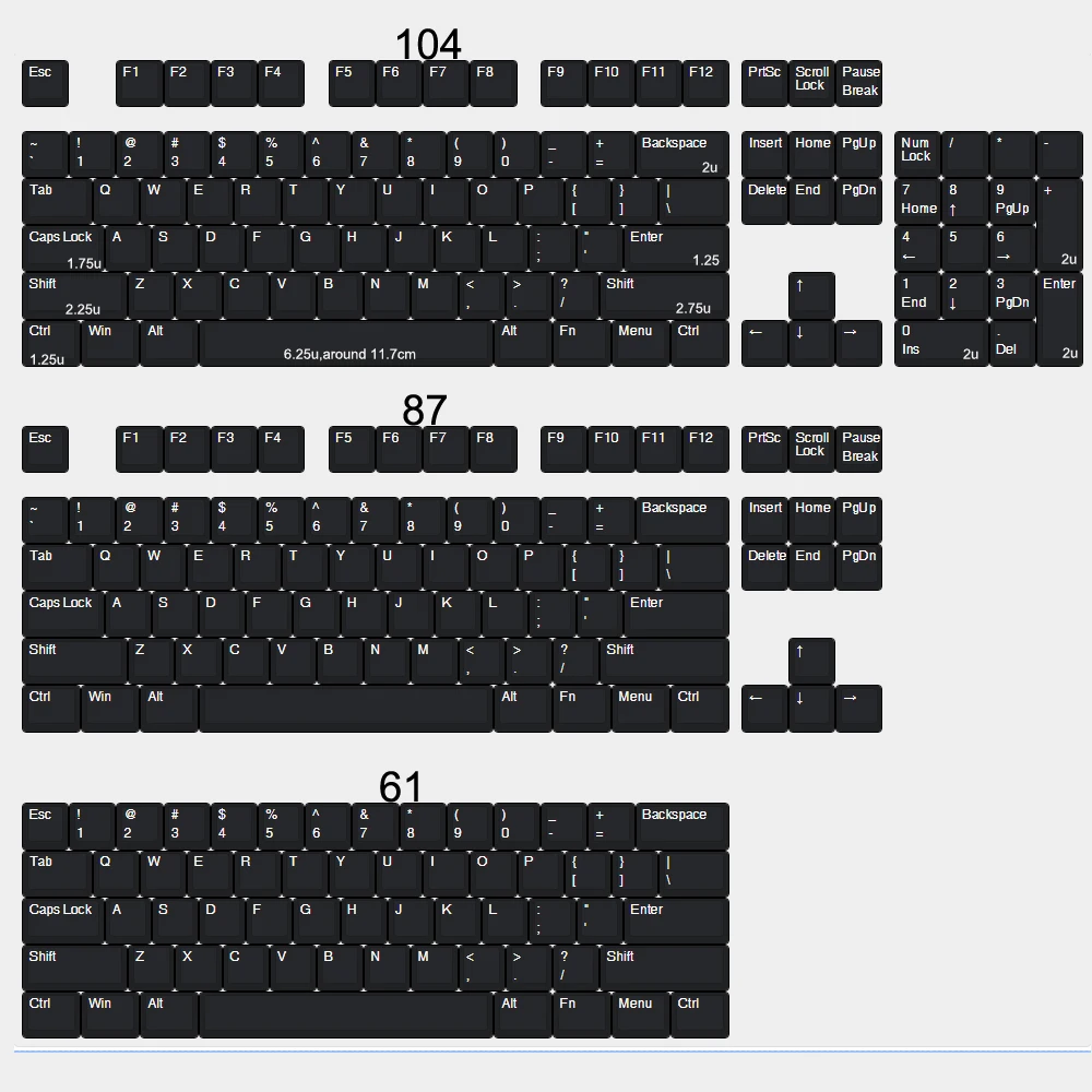 keycap preto conjunto perfil oem para mx teclado mecânico