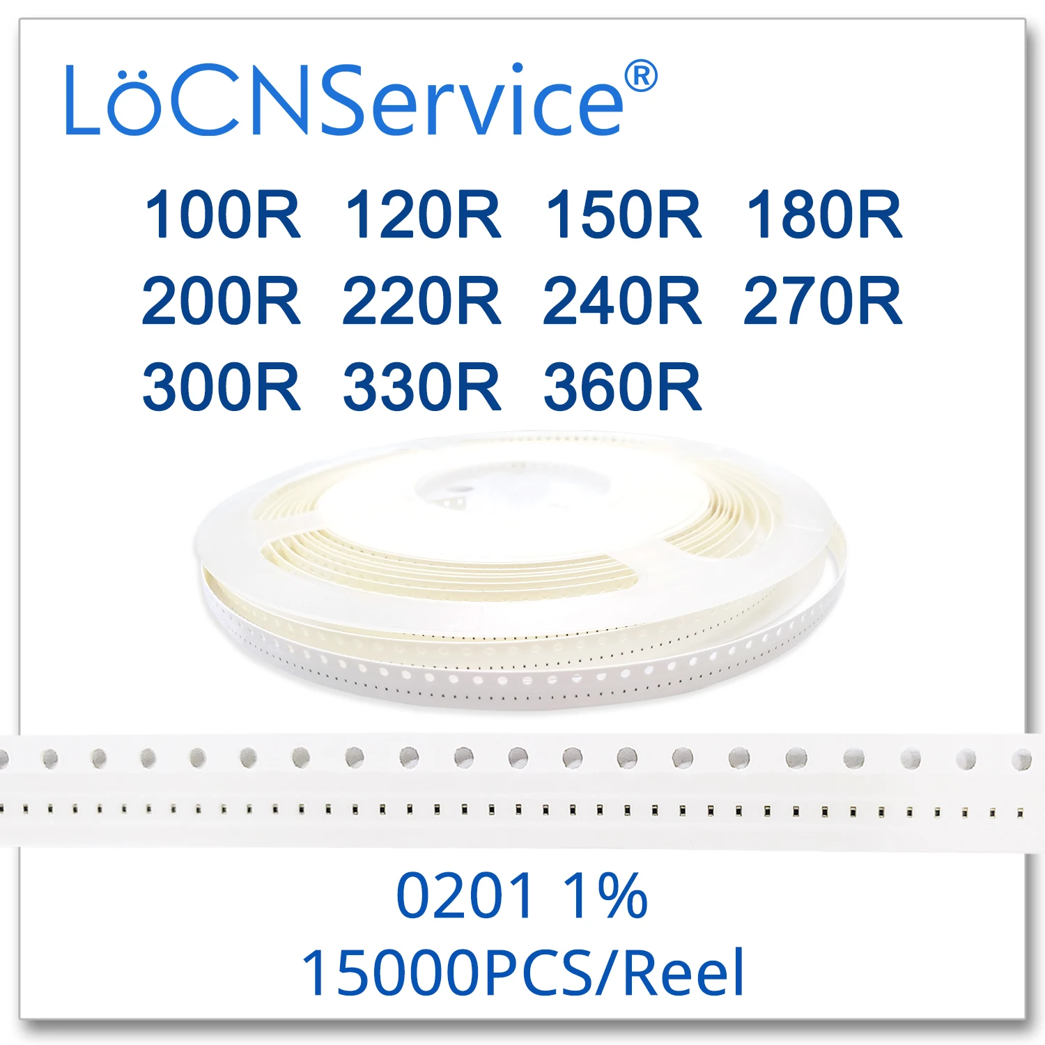 LoCNService 0201 F 1% 15000 шт. 100R 120R 150R 180R 200R 220R 240R 270R 300R 330R 360R smd резистор Ом высокого качества