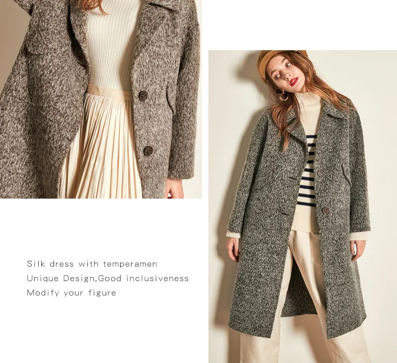 women's winter coats dark grey Double-sided wool cashmere outwear autumn plus size ladies fashion jackets long free ship