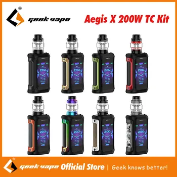 

New Original GeekVape Aegis X Kit 200W Box Mod with Cerberus Sub ohm Tank Fit Super Mesh X2 Coil Electronic Cigarette Vape Kit