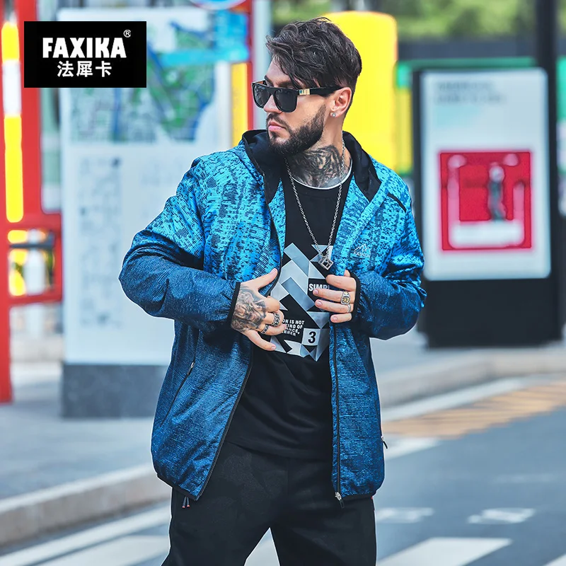 FAXIKA, новинка, плюс размер, мужское зимнее пальто, жирное удобрение, qiu dong, градиентная куртка с капюшоном