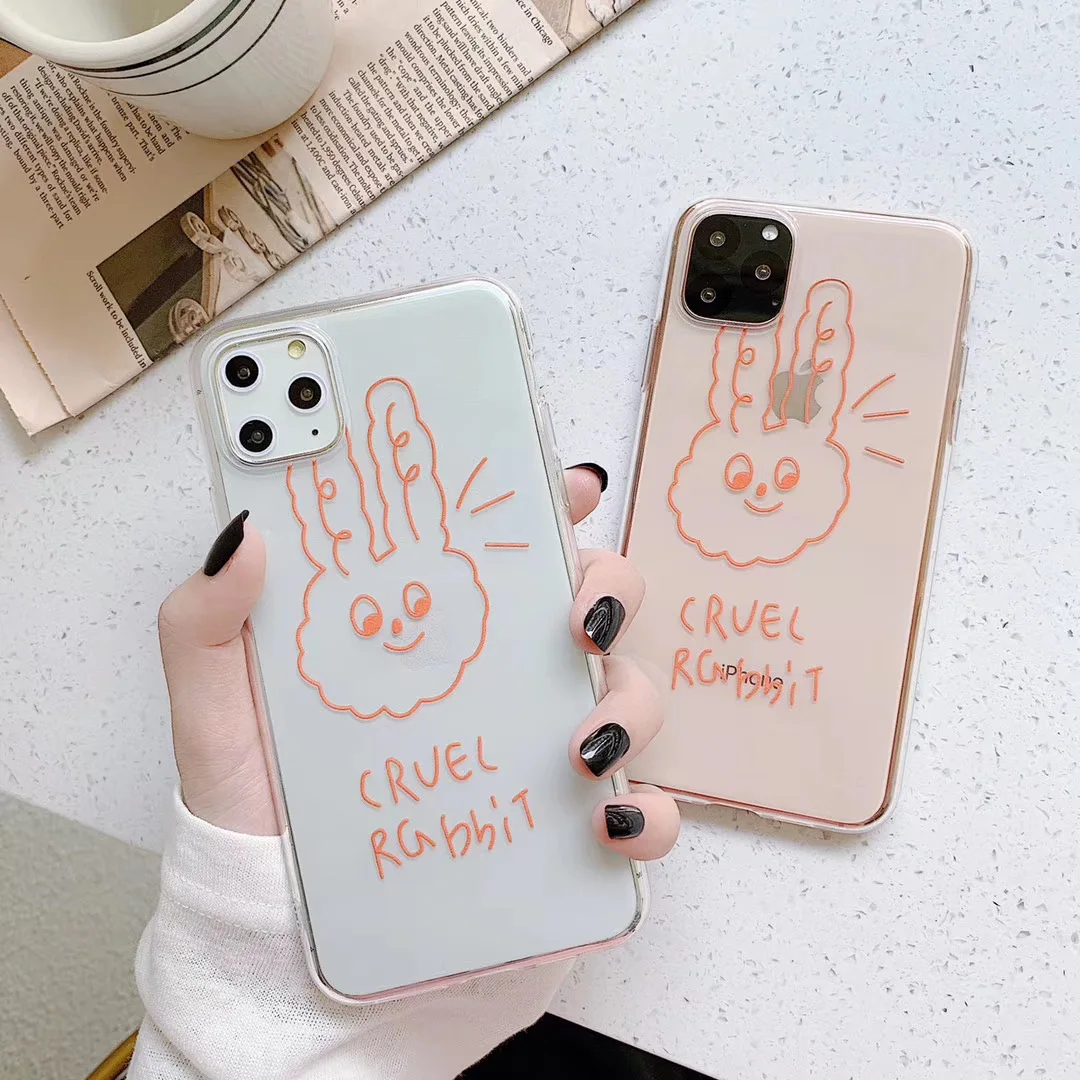 INS простой мультяшный чехол для телефона с кроликом iphone 11 pro Max Xs MAX XR X 6 6s 7 8 plus