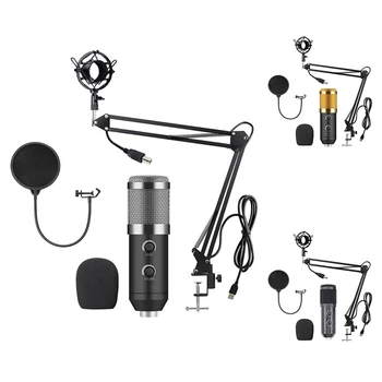 

Condenser Microphone Professional Kit with Tripod USB Computer Studio Microphone for PC Phone Karaoke Microphone