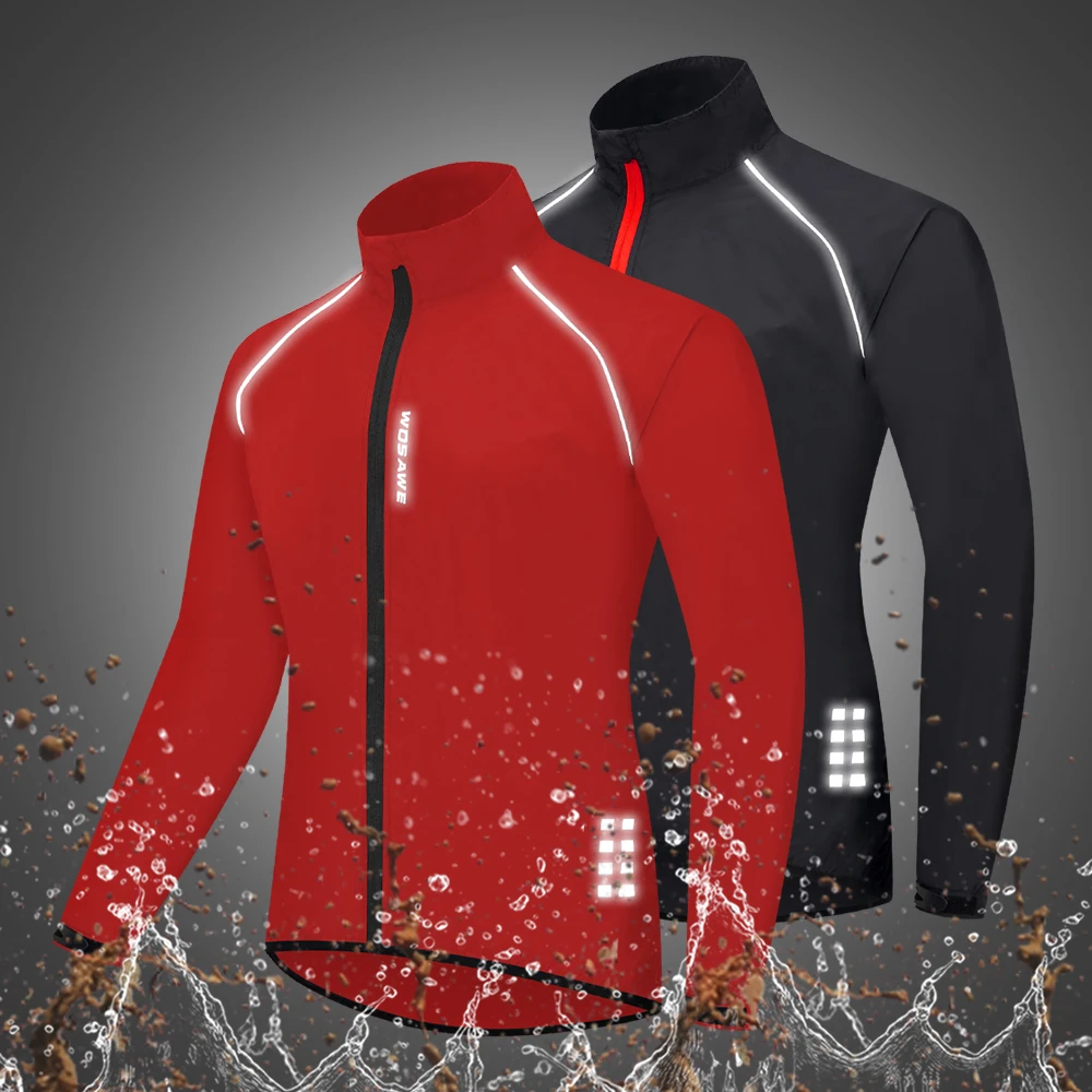WOSAWE Men's Reflective Windproof Waterproof Cycling Jacket Mountain Bike MTB Jacket Running Riding Bicycle Jerseys cycling jacket reflective jacket cycling clothes